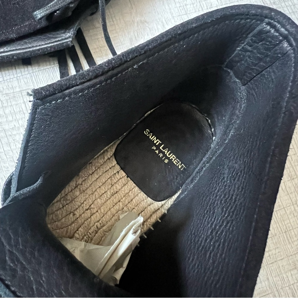 NEW SAINT LAURENT Fringe Suede Espadrille Black Desert Boots Size 36 - Picture 13 of 16